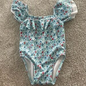 Janie and Jack 18M Floral Ruffle Sleeve Swimsuit